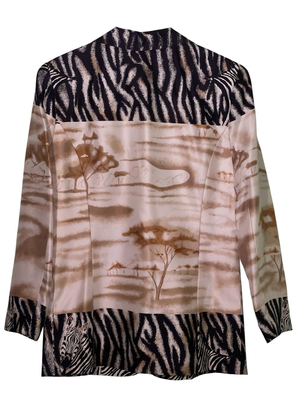 Paulo Santini 100% silk Safari - Zebra jacket. Size 6 EUC Vintage - Picture 2 of 5